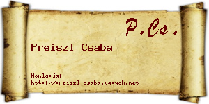 Preiszl Csaba névjegykártya